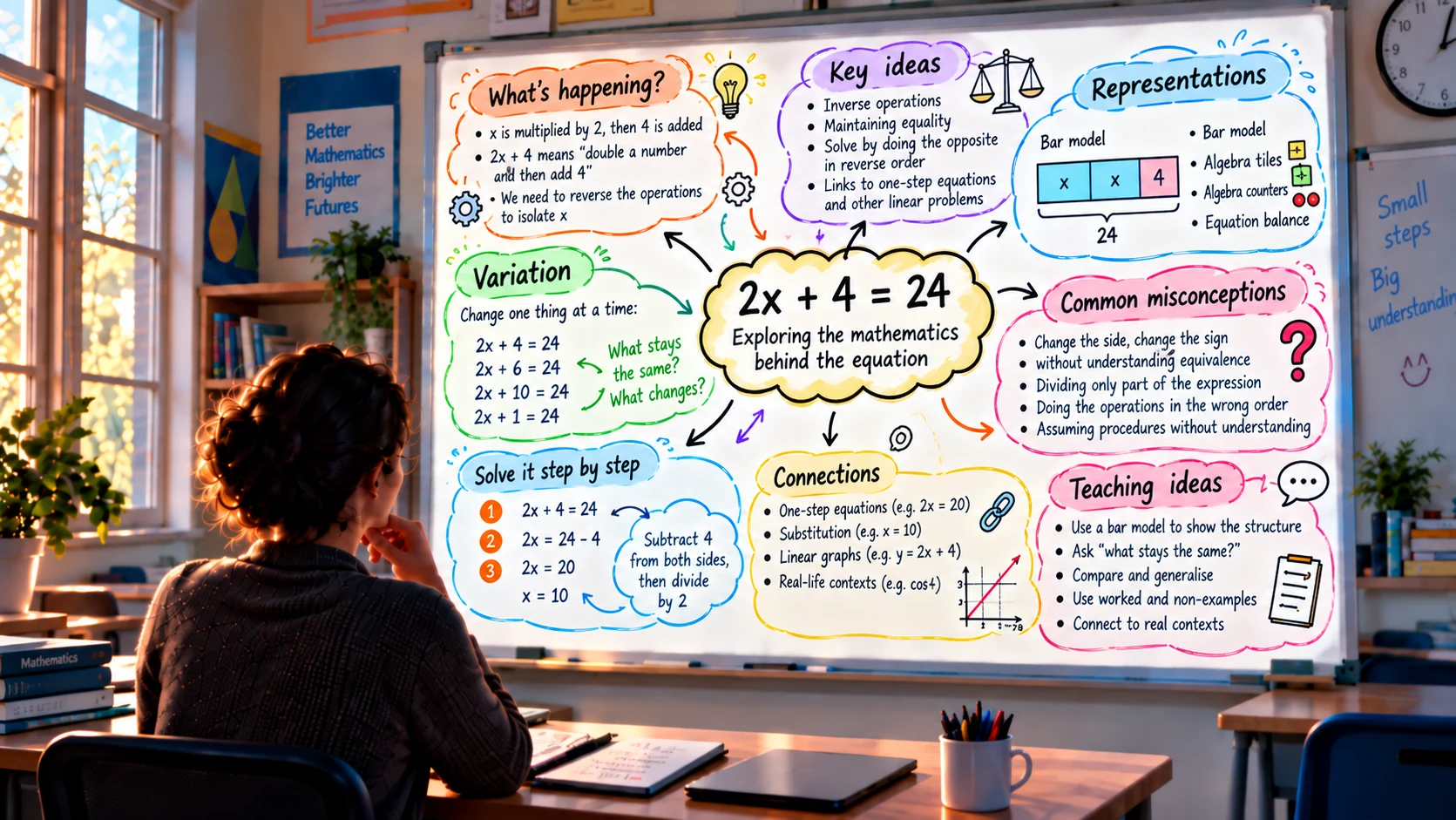 Solving equations brainstorm connecting mathematical ideas, representations and teaching choices